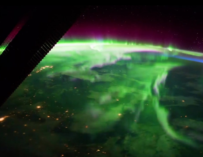A stunning view of the Aurora Borealis, as captured by an astronaut