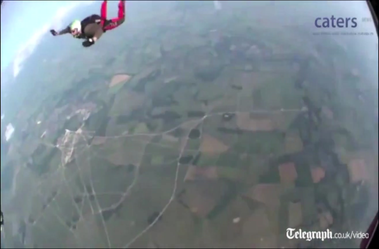 Helmet Cam From An Unconscious Skydiver Being Rescued Mid Air