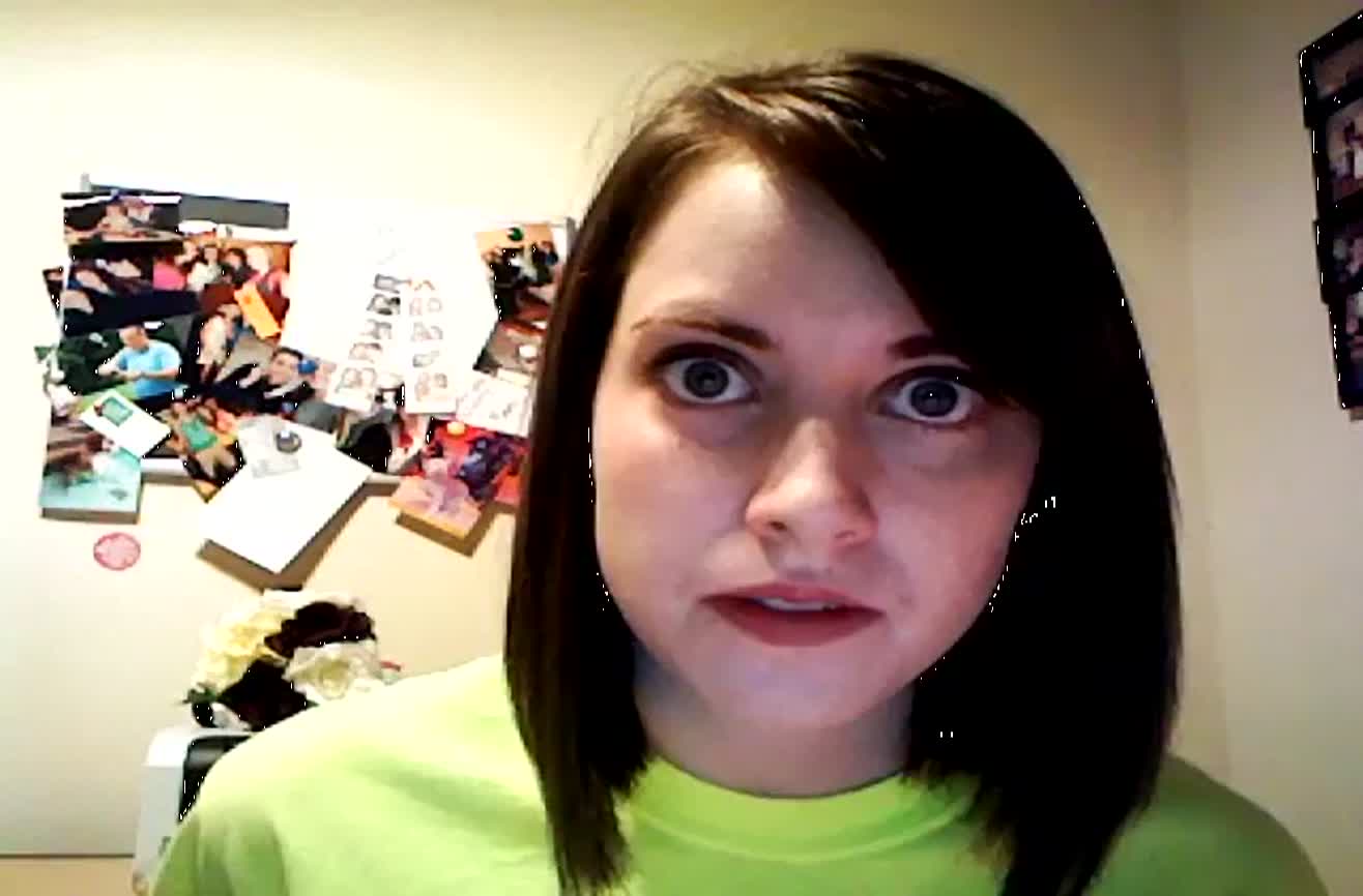 Overly attached girl performs pop lip sync.