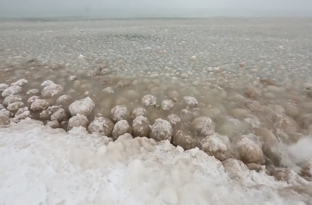 Lake Michigan is now full of ice balls.