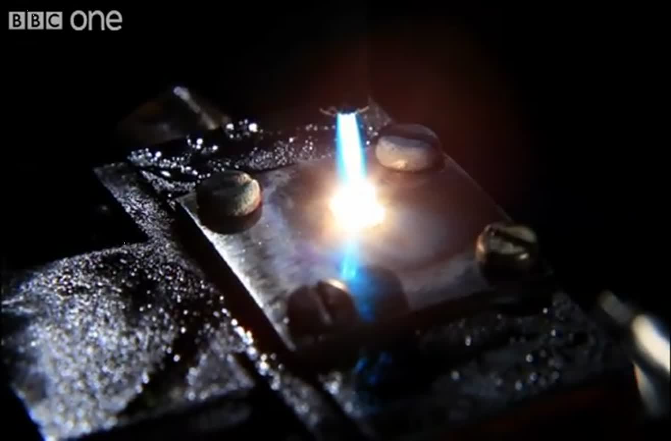 Making a diamond with an acetylene torch.