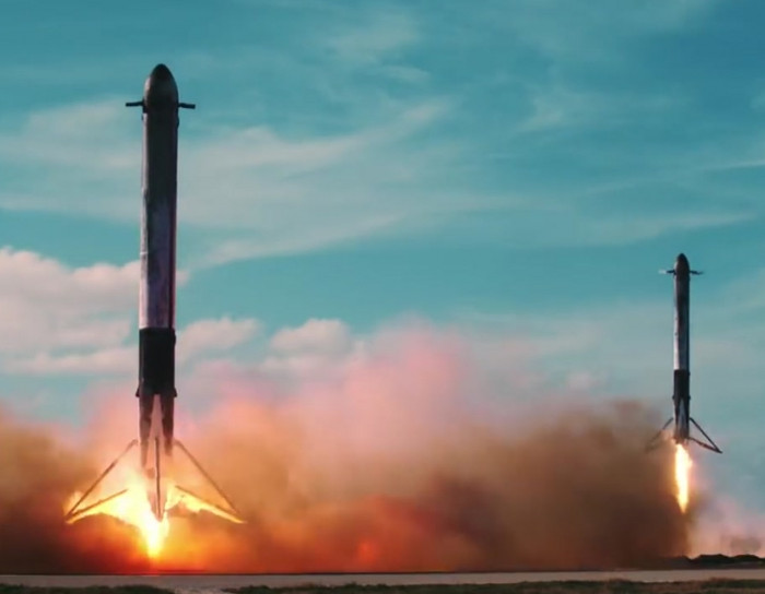 Space X just released a pretty awesome video of the Falcon Heavy Launch.