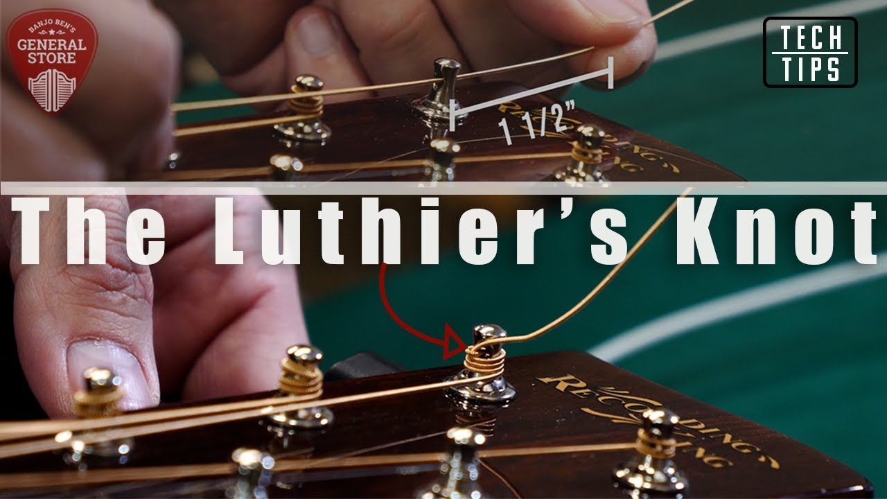 How to tie a Luthier's knot when changing guitar strings.